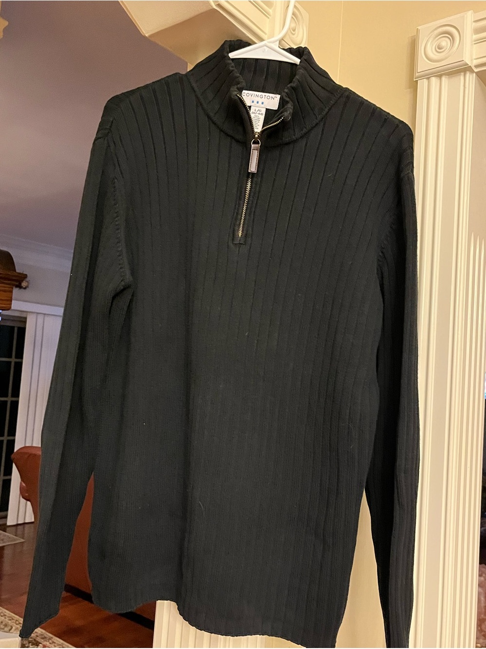 Covington Black Rib-Knit Half-Zip Sweater